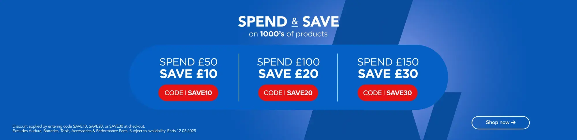 Spend and Save - apply code at checkout