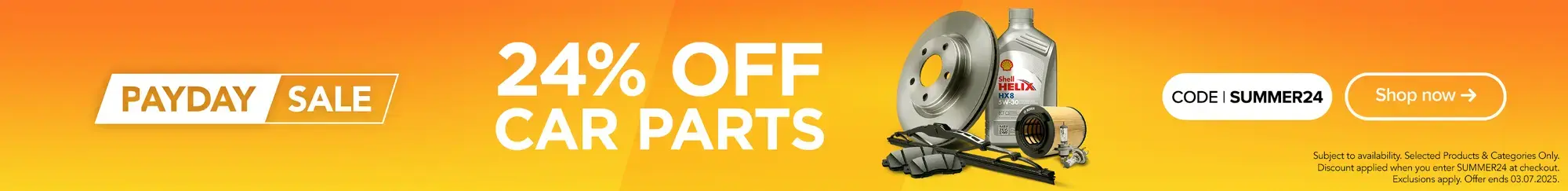 Payday Sale 24% off Car Parts
