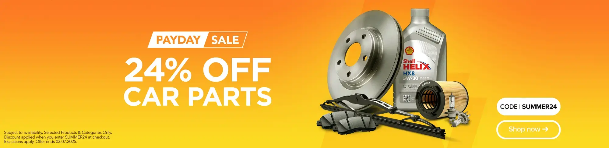 24% off Car Parts with Code SUMMER24 