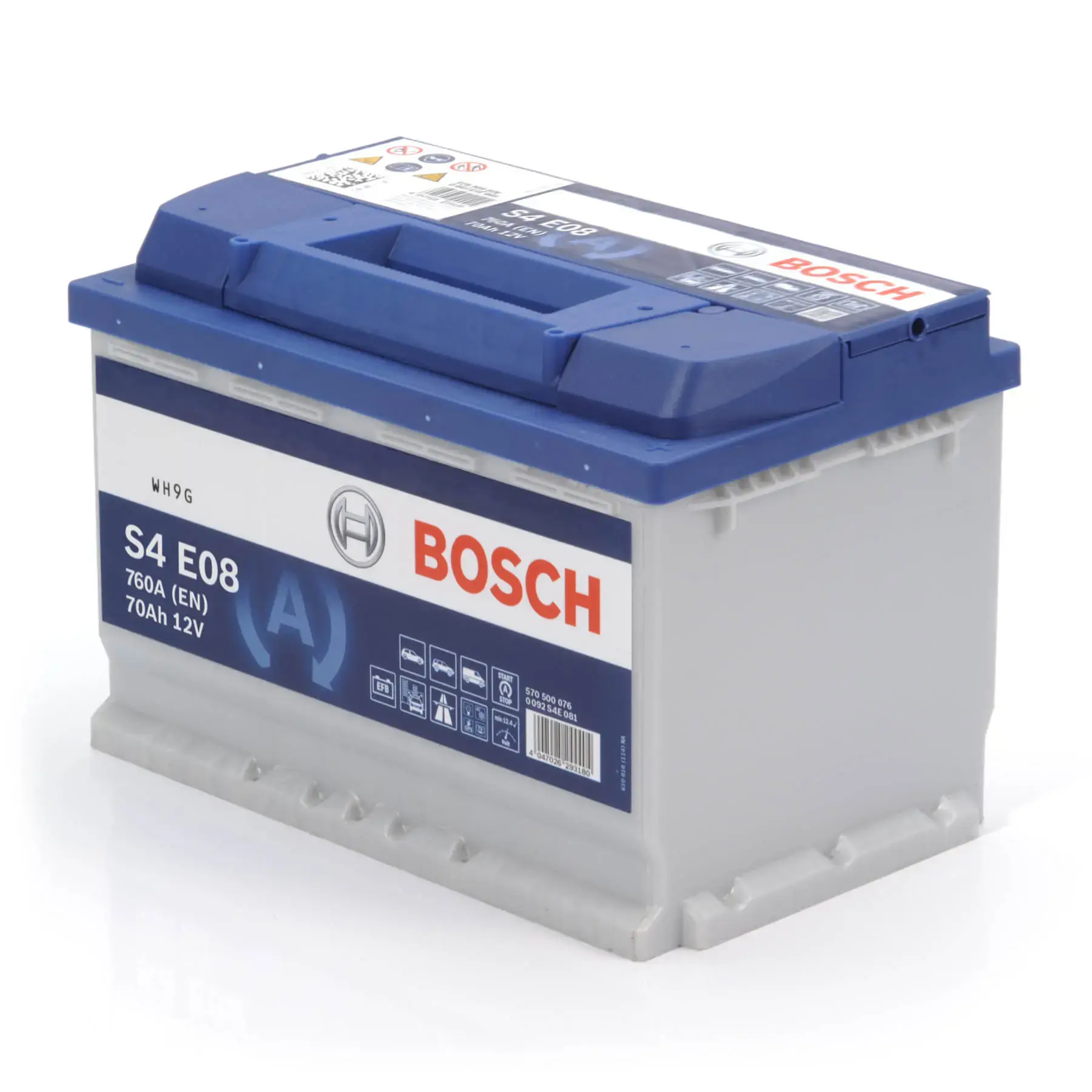 Bosch S4E08 EFB Stop/Start 096 70AH 760CCA Car Battery - 3 year Guarantee