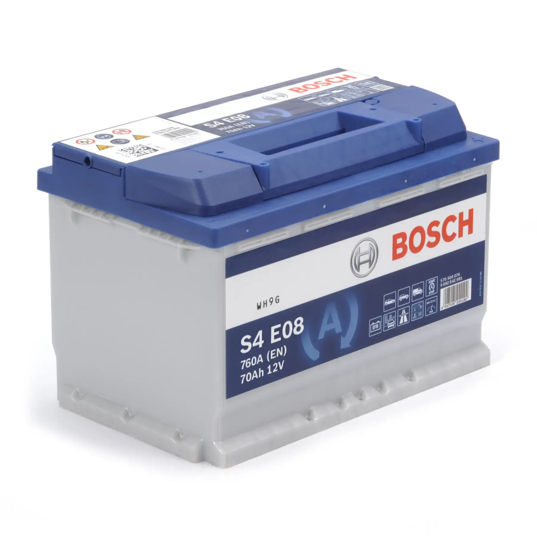 Bosch S4E08 EFB Stop/Start 096 70AH 760CCA Car Battery - 3 year Guarantee