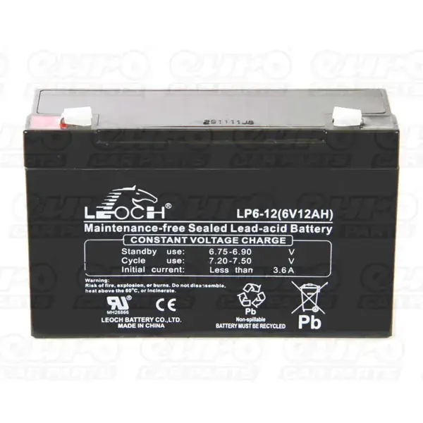 Leoch VRLA Sealed Battery - 6V 12Ah