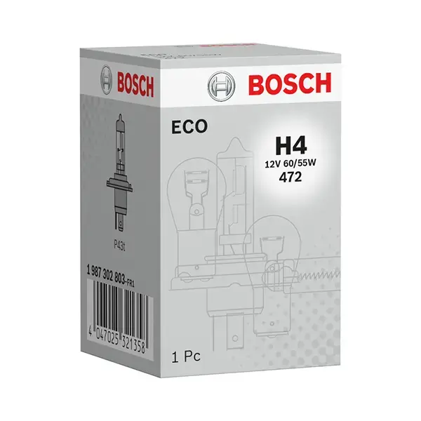 Bosch H4 (472) Single Bulb - 12v 55w/60w 3 Pin