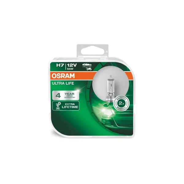 Osram Ultra Life H7 Headlight Bulb With 4 x Longer Lifetime Twin Pack