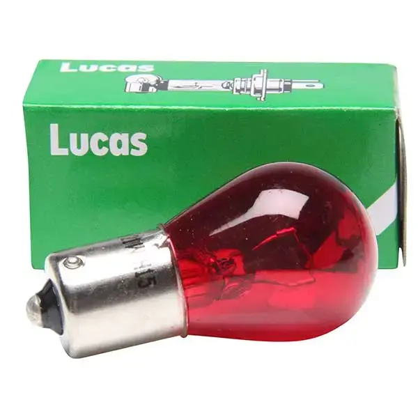 Lucas 382 12V 21W Single Filament Red Bulb - Single Bulb