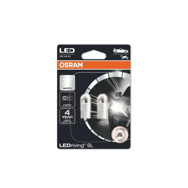 Osram 501 12V 5W LED Cool White 6000k Bulb - Twin Pack