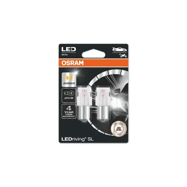 Osram 382A LED 12V P21W Amber Bulb - Twin Pack