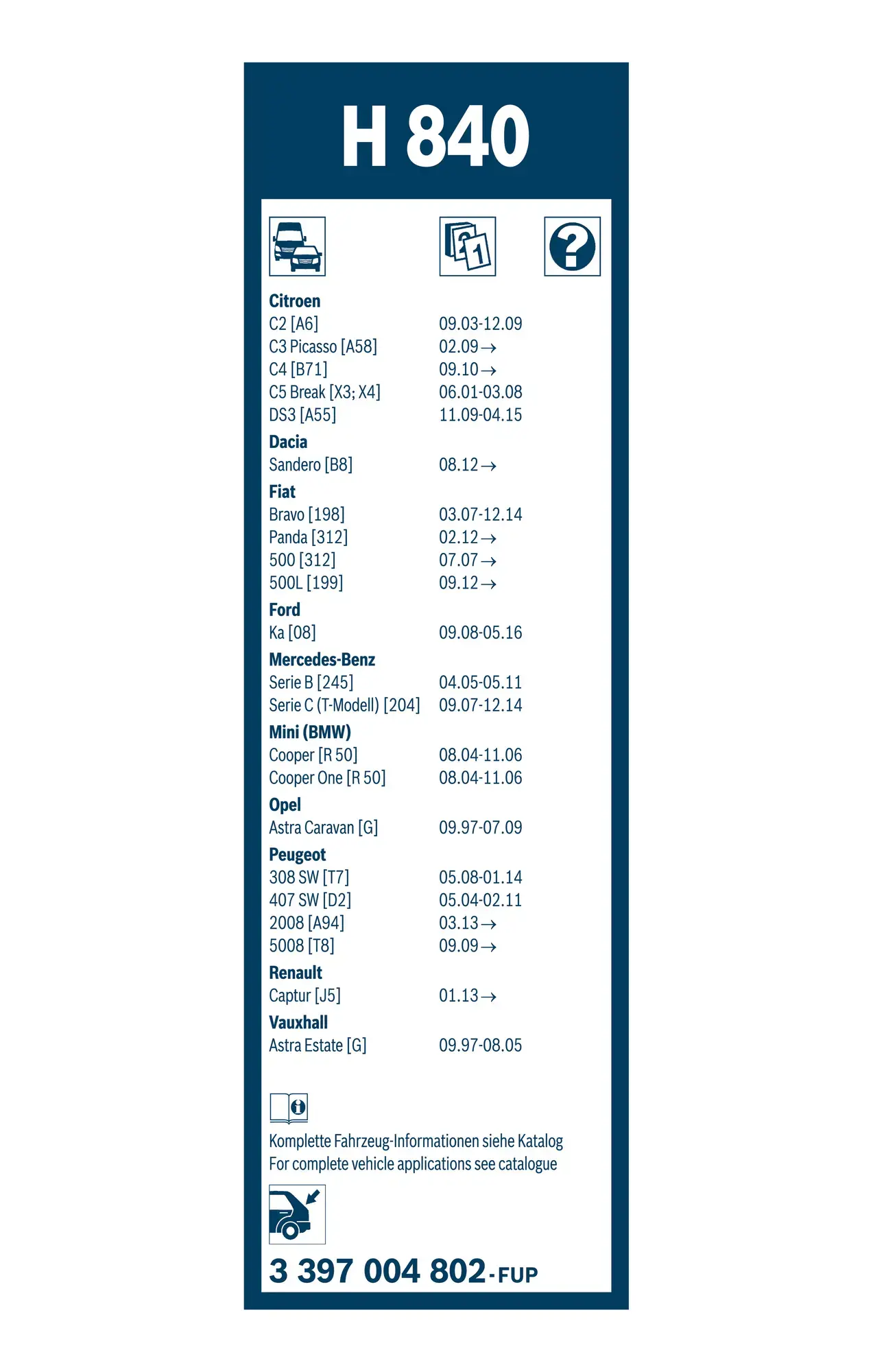 Bosch Super Plus Specific Rear Wiper Blade H840