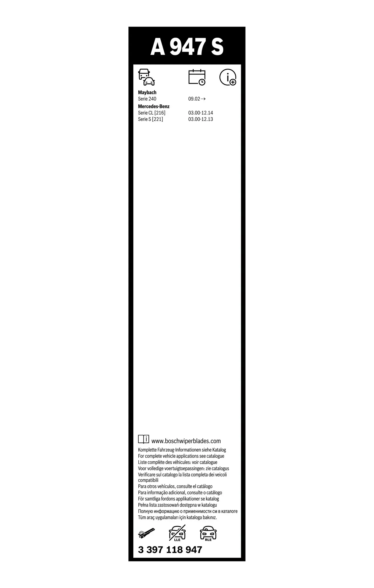 Bosch Aerotwin Flat Wiper Blade Set A947S