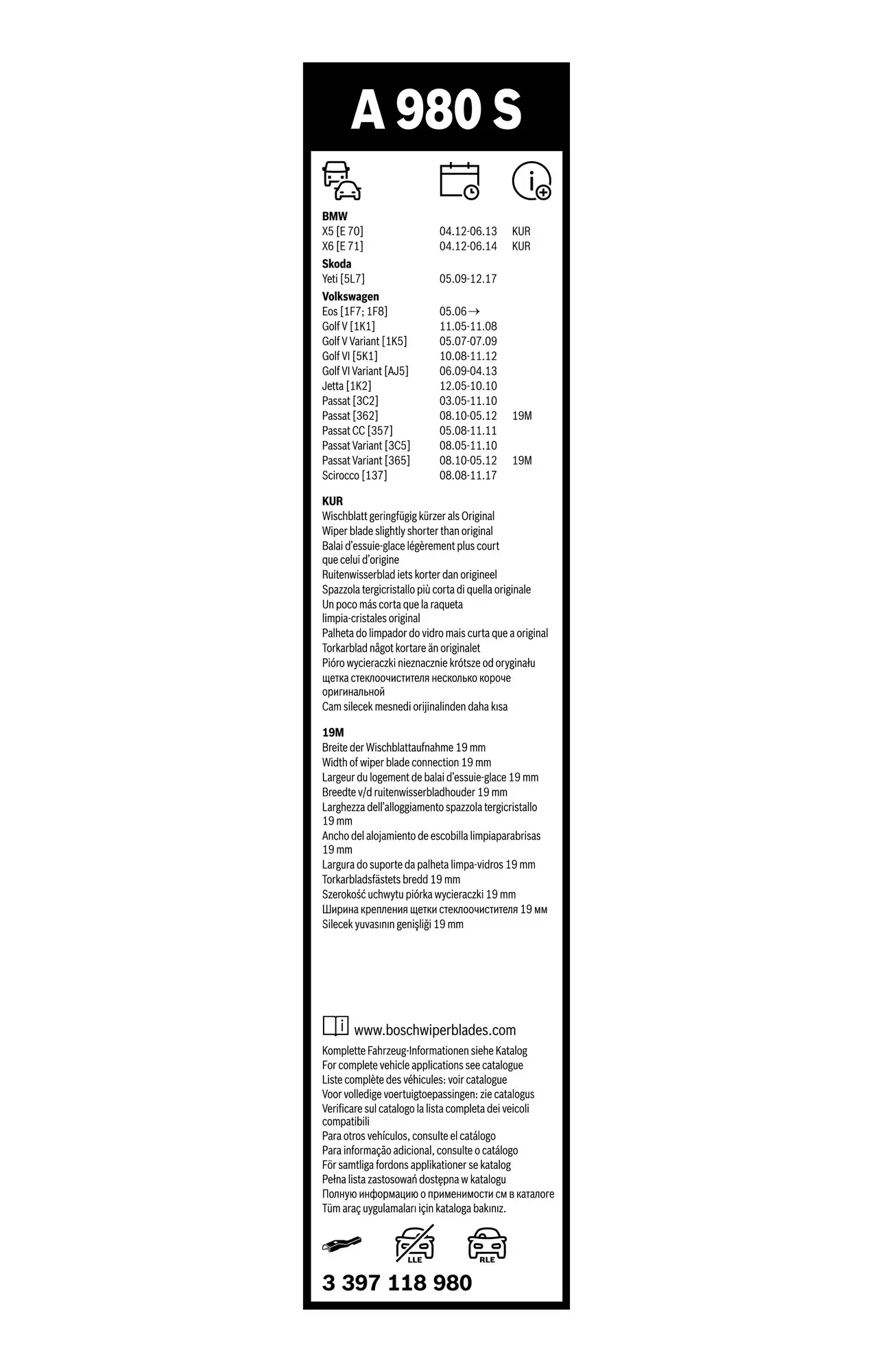 Bosch Aerotwin Flat Wiper Blade Set A980S