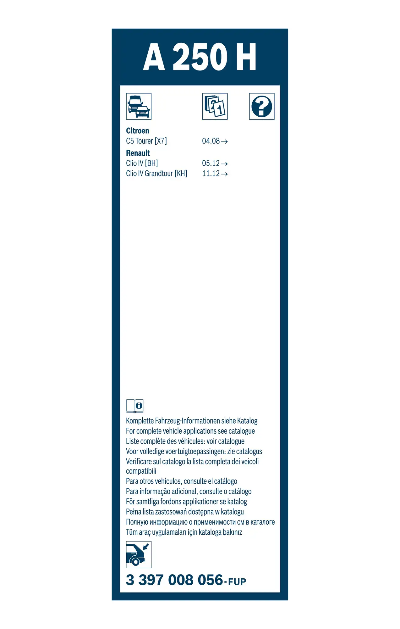 Bosch Aerotwin Flat Wiper Blade Rear A250H