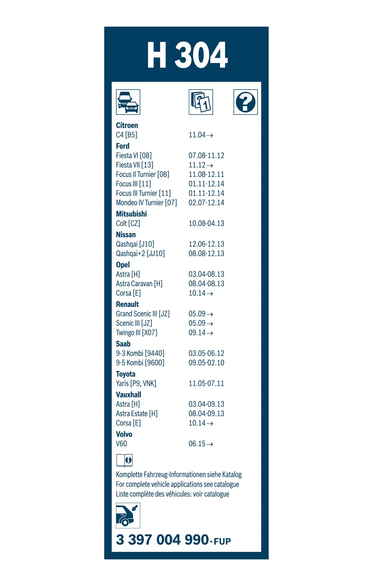 Bosch Super Plus Specific Rear Wiper Blade H304