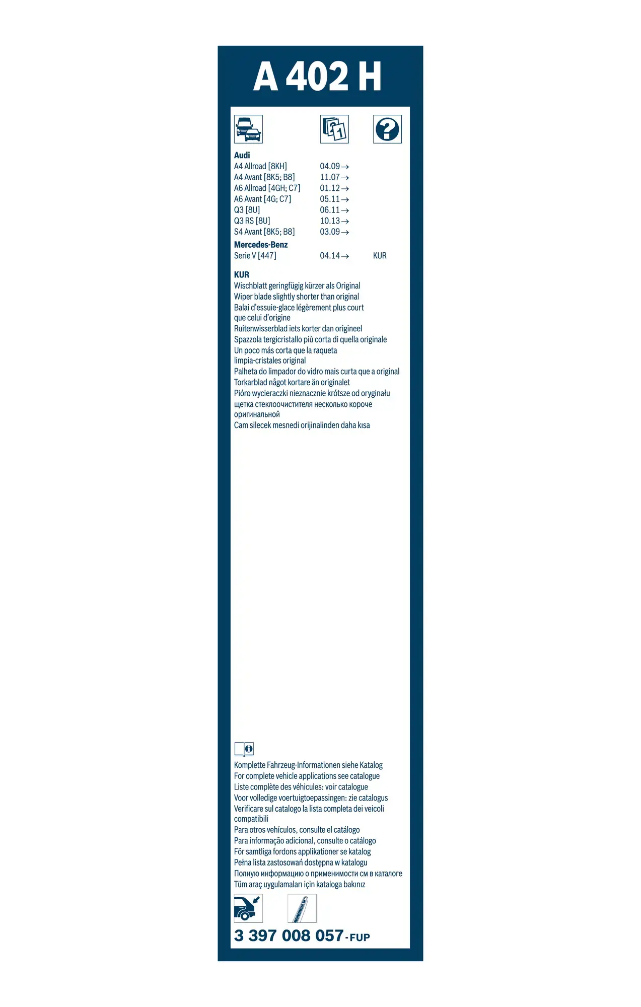 Bosch Aerotwin Flat Wiper Blade Rear A402H