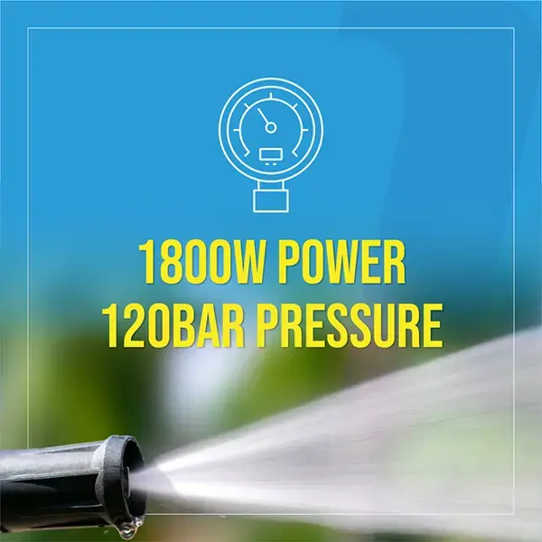 Top Tech 1800W Pressure Washer with Integrated Hose Reel 120 Bar