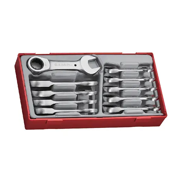 null Teng Tools TT6010MRS 10 Piece Metric Stubby Ratcheting Combination Spanner Set