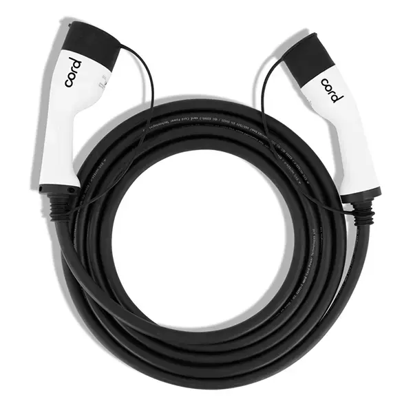 CORD Type 2 to Type 2 EV Charging Cable, 32amp, 22kW, 10 Metre, Three Phase