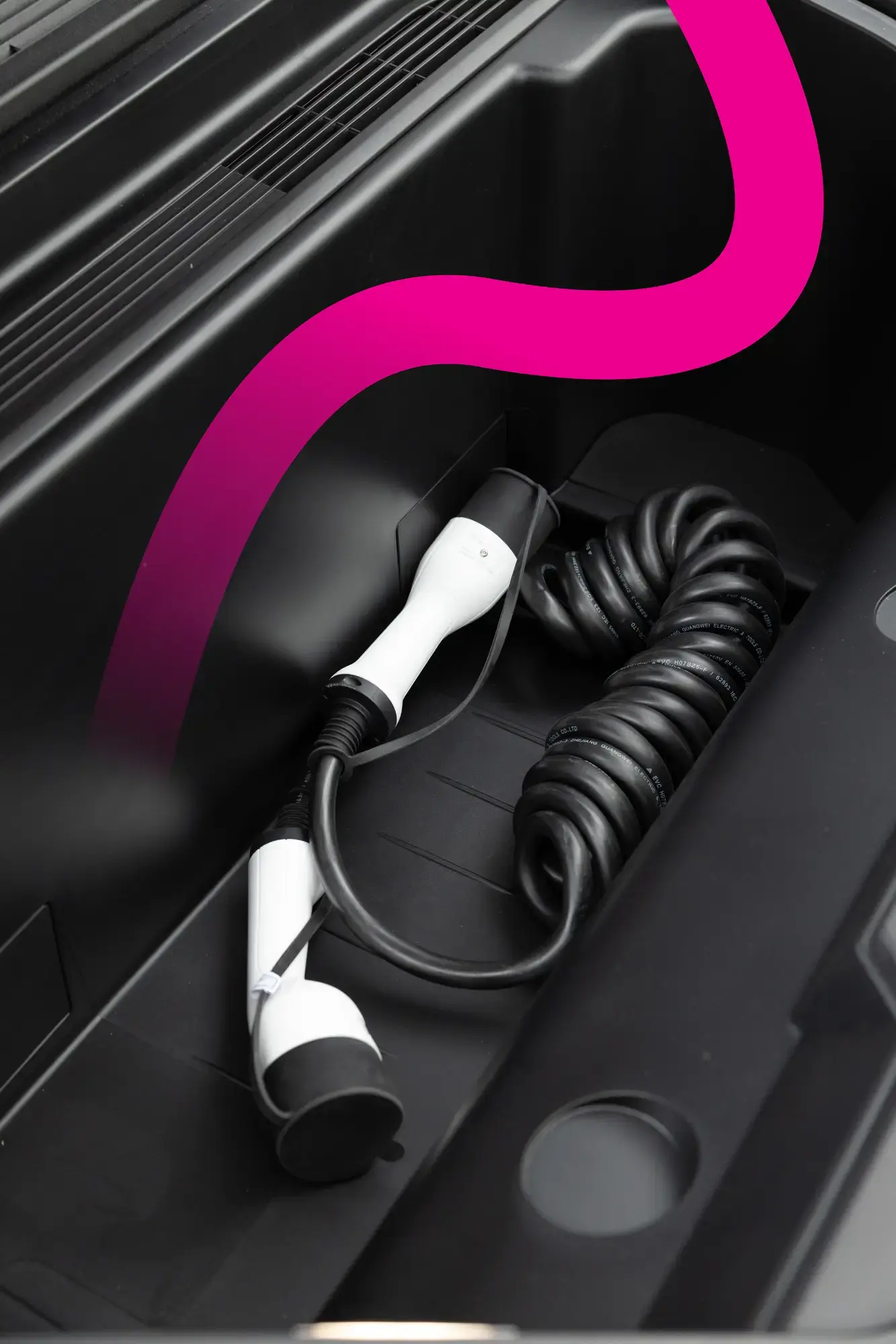 CORD Type 2 to Type 2 EV Coiled Charging Cable, 32amp, 22kW, 5 Metre, Three Phase