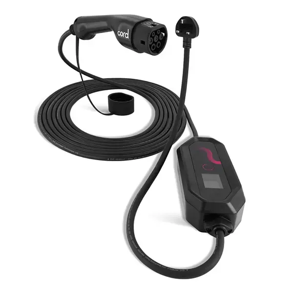 CORD Type 2 Portable EV Charger Cable, 10 Metre, 230V 6A-8A-10A Max 2.3kW - Carry and Storage Bag Included