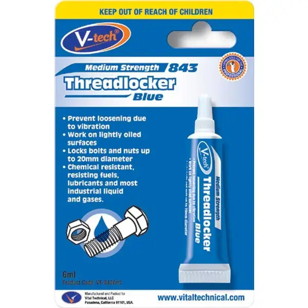 V-Tech Medium Strength Thread Lock Blue 6ml