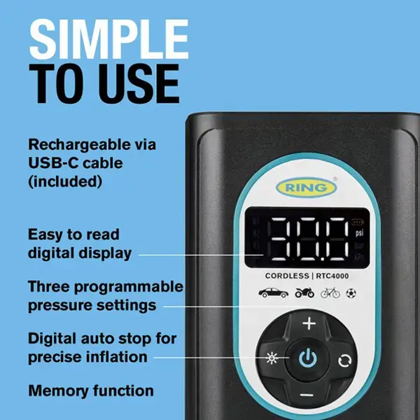 Ring Auto RTC4000 CORDLESS TYRE INFLATOR