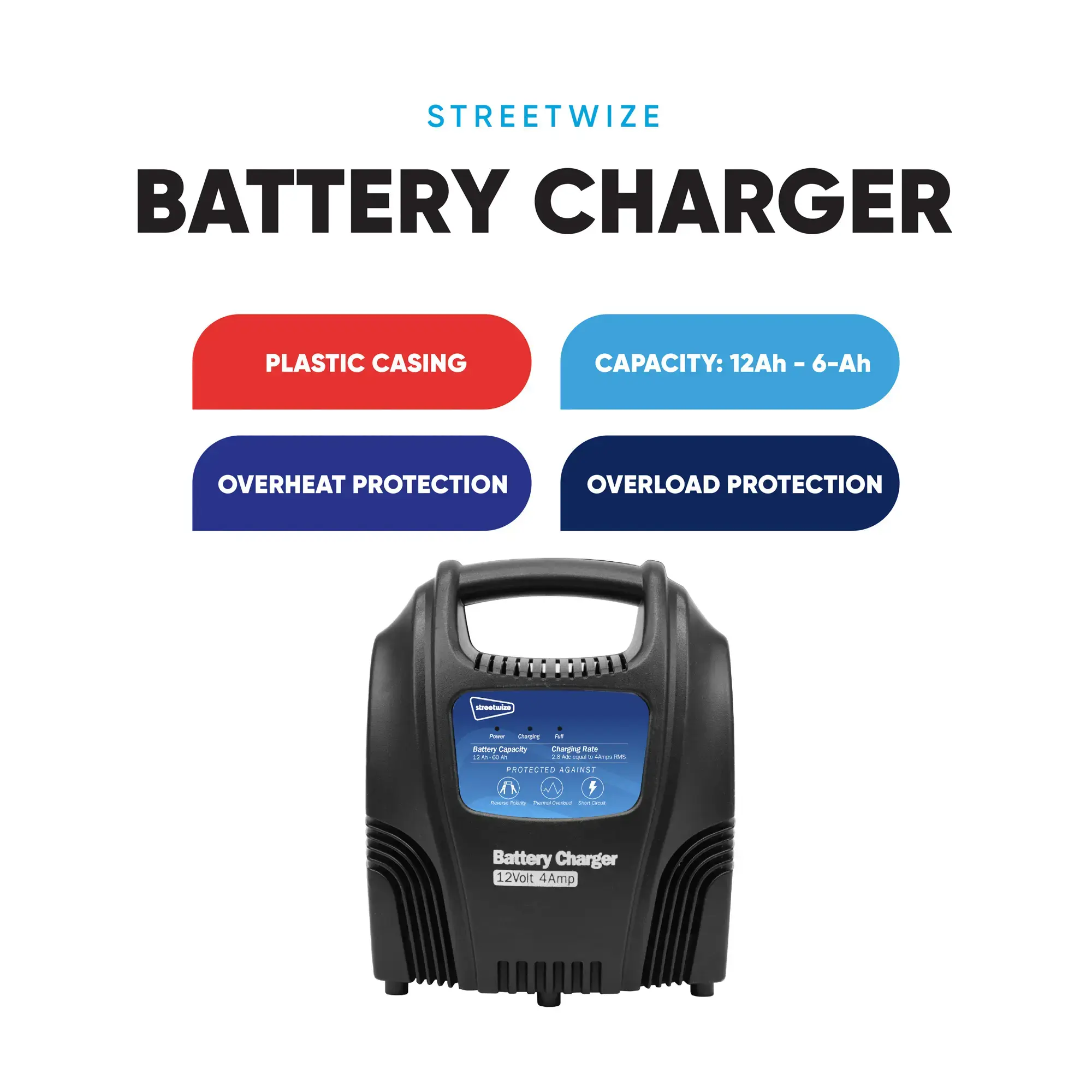 Streetwize Battery Charger - 4 amp