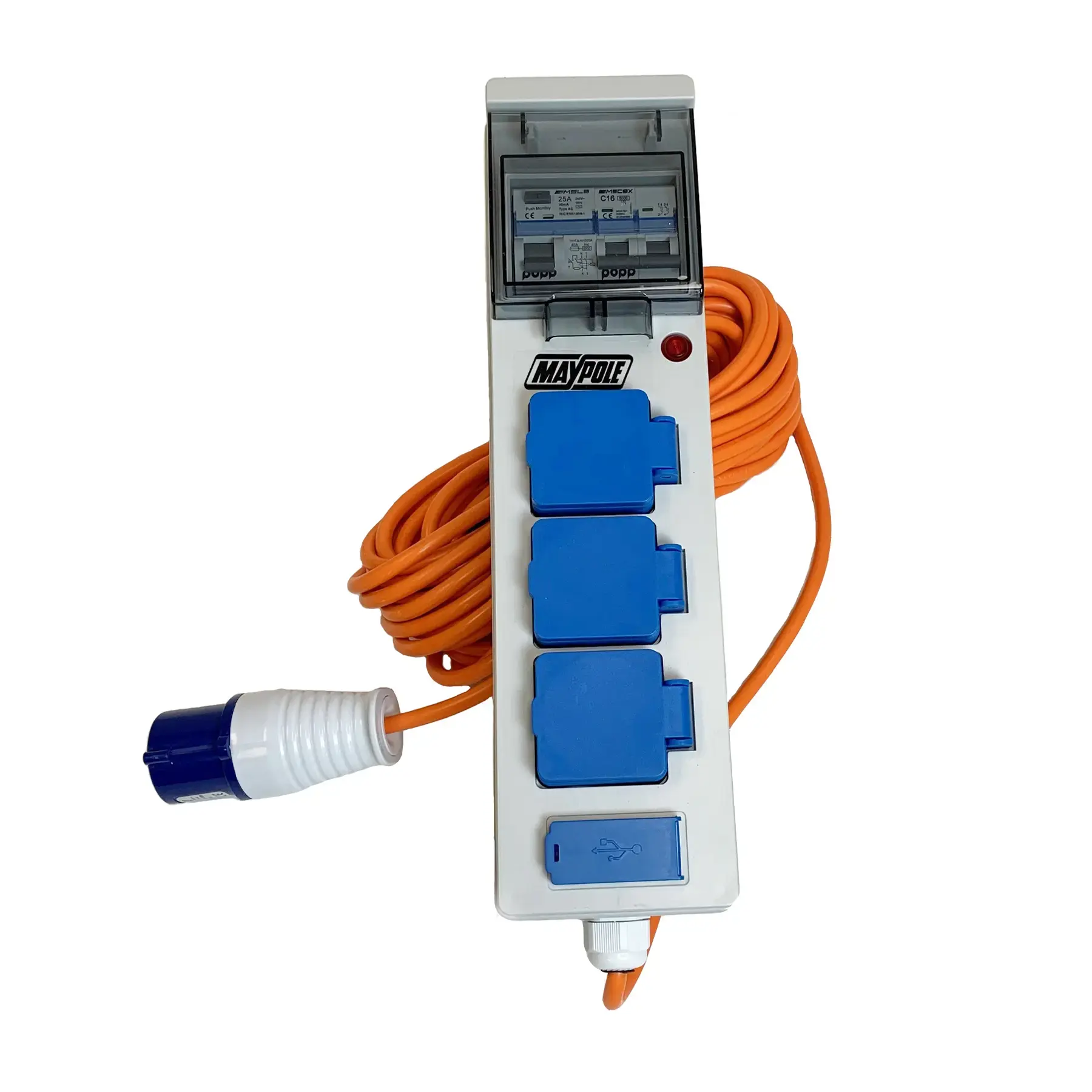 Maypole Mobile Mains Power Unit + Twin Usb 230V 13A 15M Cable