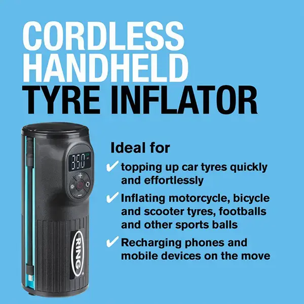 Ring Auto RTC2000 Cordless Handheld Rechargeable Tyre Inflator