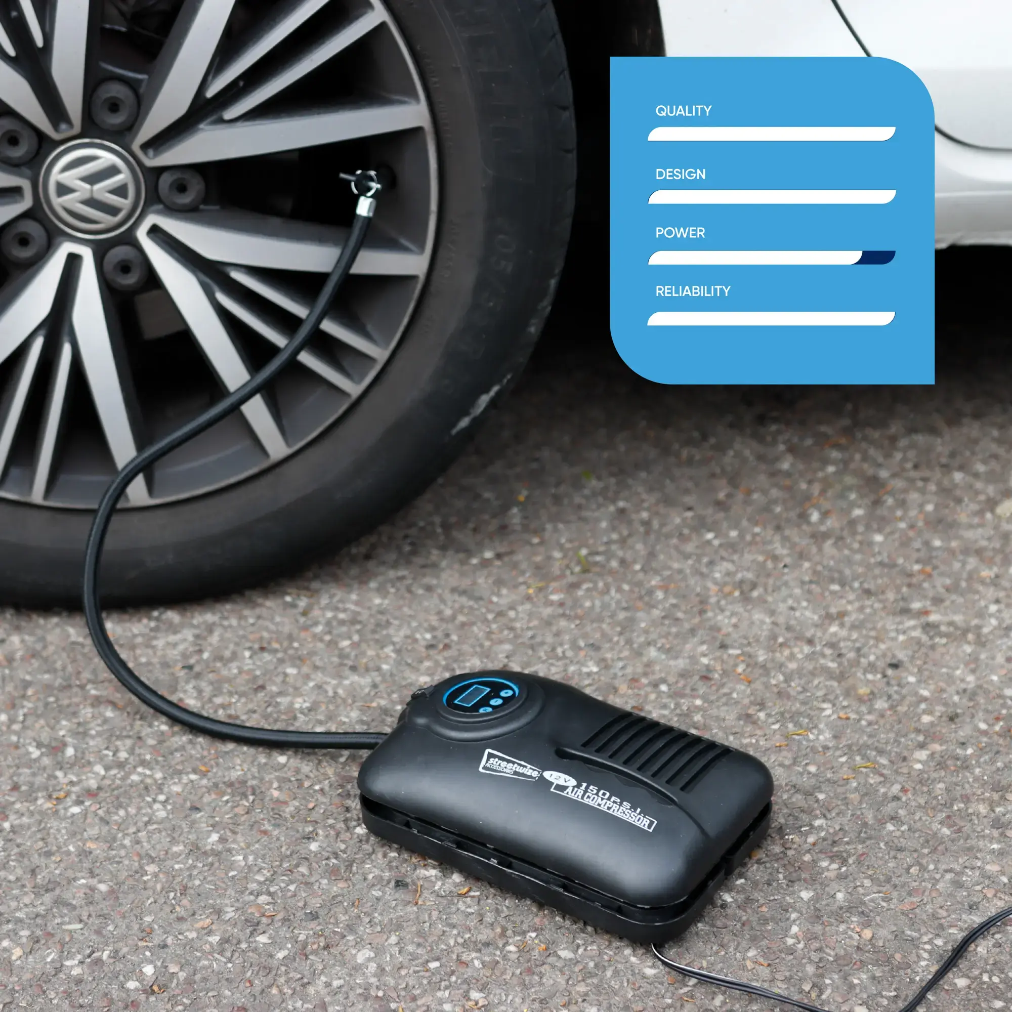 Streetwize 150PSI 12V Compact Digital Air Compressor With Auto Shut-Off