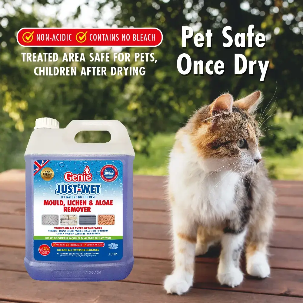Genie Just-Wet Outdoor Cleaning Solution, Mould, Lichen & Algae Remover 5L