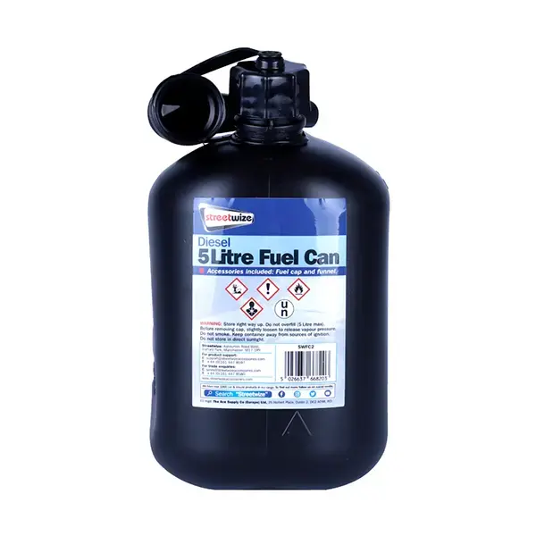 Streetwize 5L Plastic Black Fuel Can (Diesel)