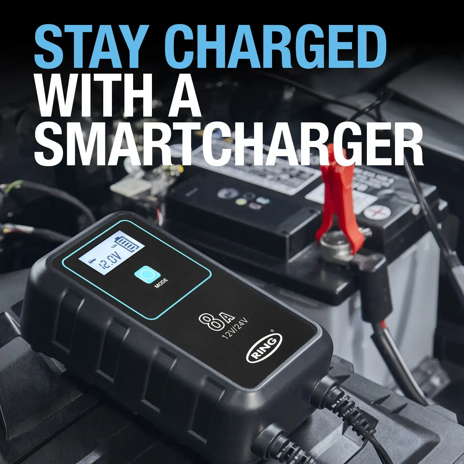 Ring Auto SMARTCHARGE 8 Charger & Maintainer Lithium Battery Compatible 6V / 12V
