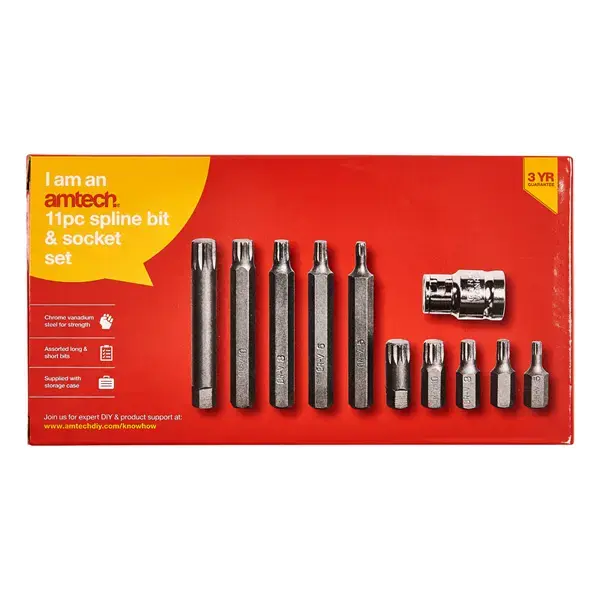amtech 11pc Spline Bit & Socket Set