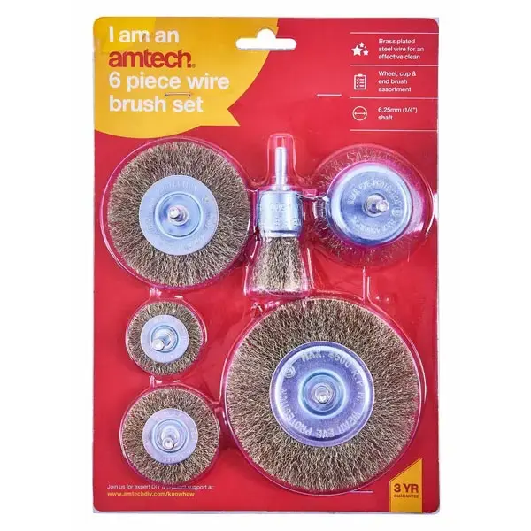 amtech 6pc Wire Wheel Brush Set