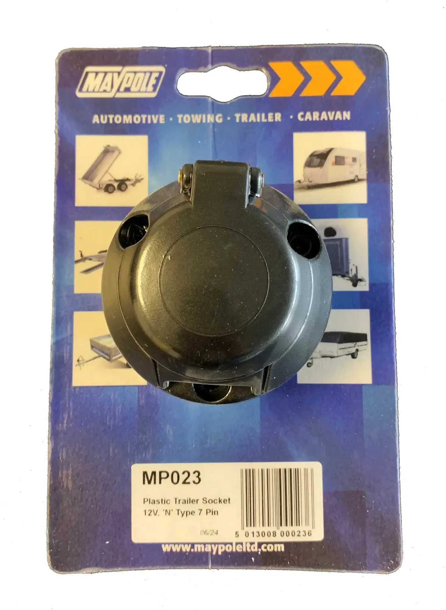 Maypole 12N 7 Pin Black Plastic Socket Caravan Trailer Electric Socket