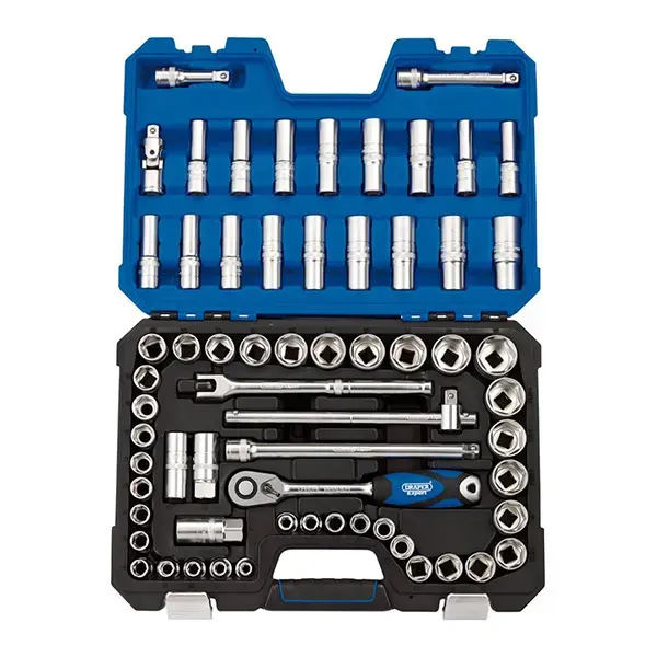 Draper MM/AF Combined Socket Set, 1/2" Sq. Dr. (63 Piece)