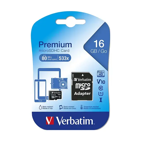 Verbatim 16GB Micro SD Card with Adaptor