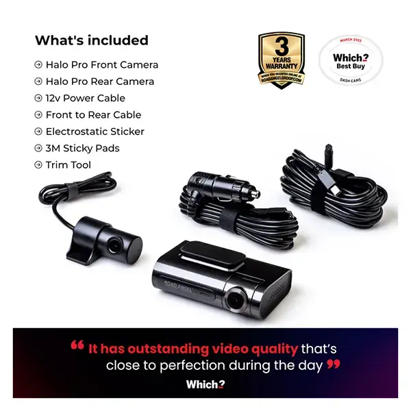 Road Angel Halo Pro 2K Dual Dash Cam  & Rear 1080p