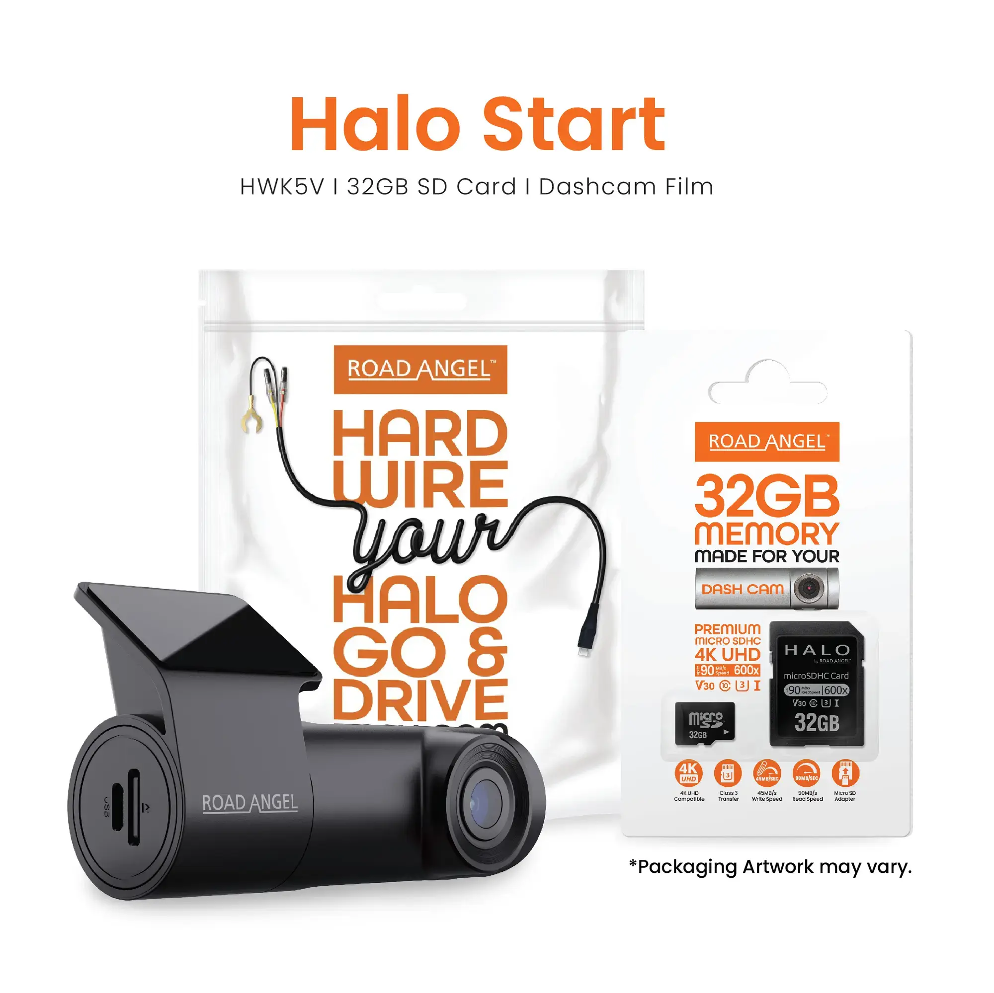 Road Angel Halo Start 1080p Dashcam With 32GB Automotive Grade SD Card & Hardwiring Kit