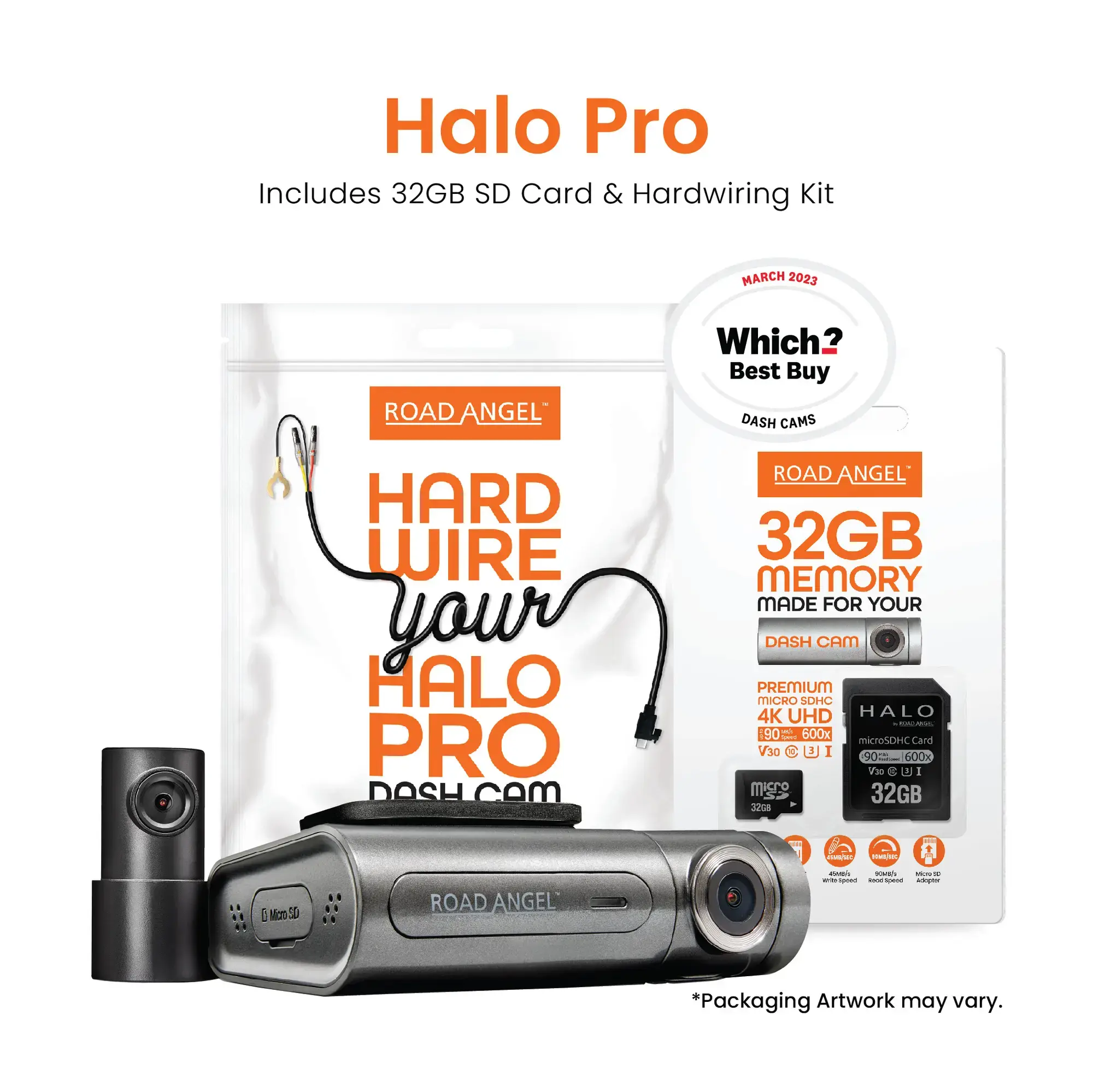 Road Angel Halo Pro 2K+ 1520p Dashcam With 32GB Automotive Grade SD Card & Hardwiring Kit