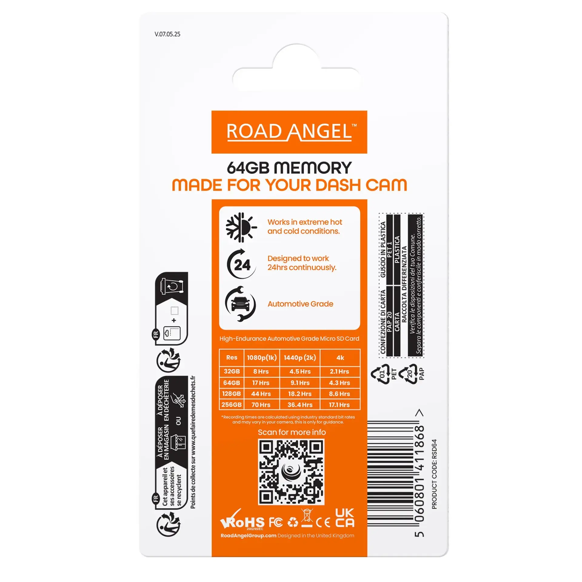 Road Angel Halo Spark 1080p Dual Dash Cam + NEW HWK5VC2-ODB Hardwire Kit & 64GB SD