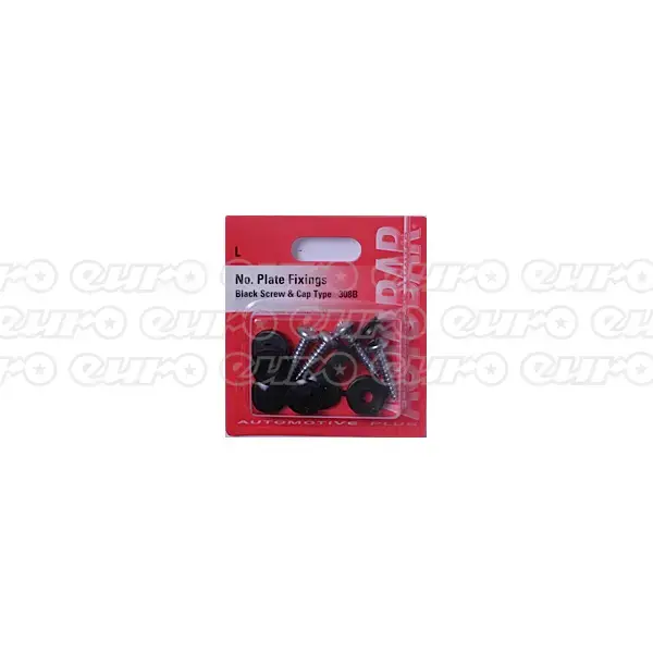 Number Plate Screws with Black Caps