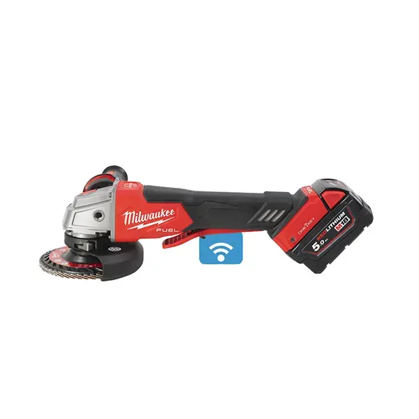 Milwaukee M18 ONE-KEY FUEL Braking Small Angle Grinder Gen II 2 x 5.5A Batts M18ONEFSAG115