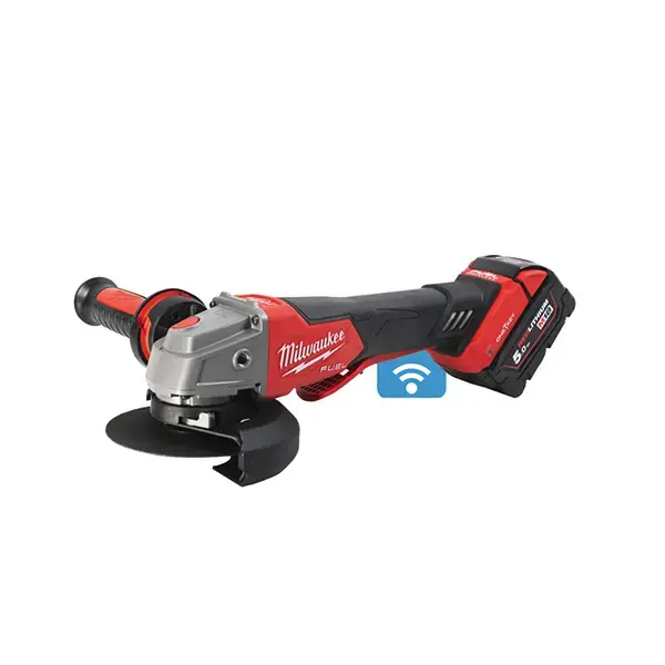 Milwaukee M18 ONE-KEY FUEL Braking Small Angle Grinder Gen II 2 x 5.5A Batts M18ONEFSAG115