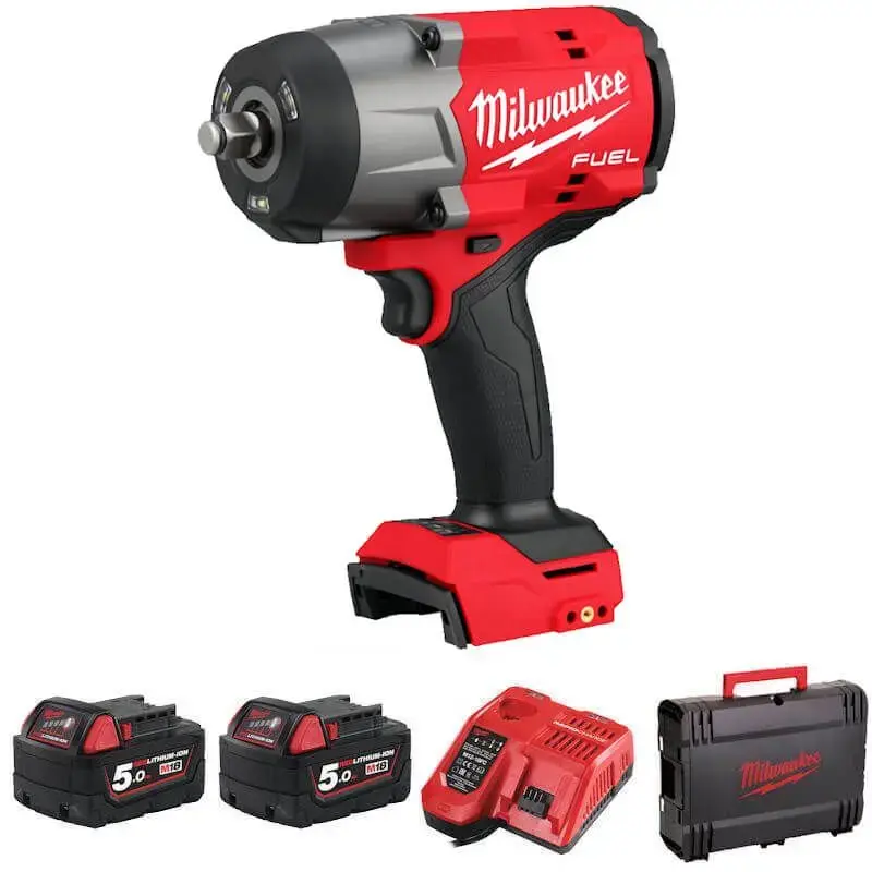 Milwaukee M18 FUEL High-Torque Impact Wrench 1/2 Friction Ring 2 x 5amp batts
