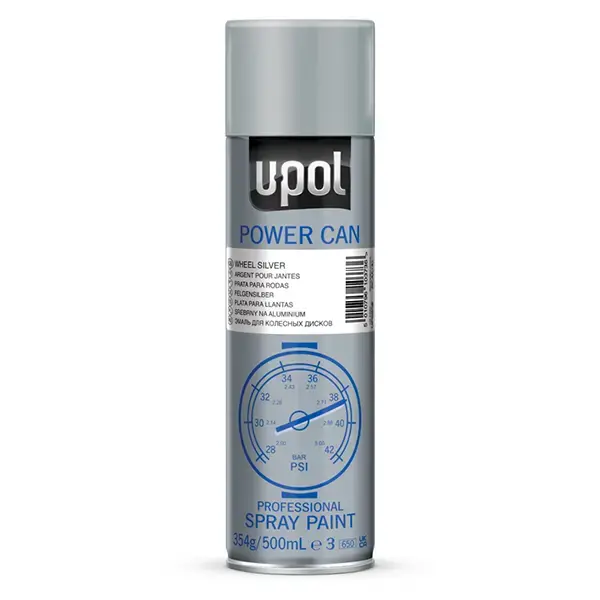 U-POL Power Can Wheel Silver Aerosol 500ml